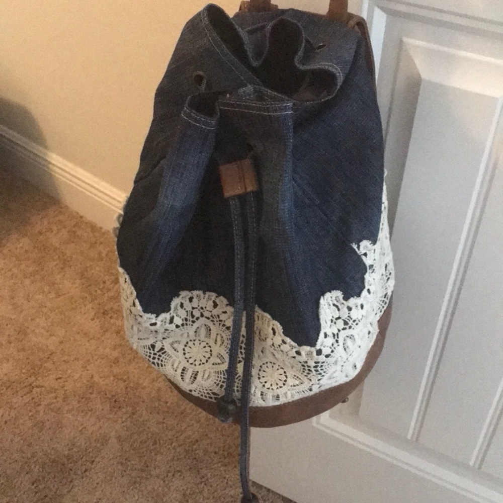 SOLD ‼️ Claire’s Denim & Lace Backpack